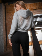 Lace Wing Back Embossed Cropped Hoodie