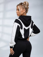Balaclava Integrated Panel Print Zip Up Hooded Jacket