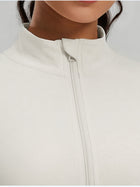 Thumb Hole Ribbed Zip Front Shaping Fitness Top
