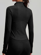 Thumb Hole Ribbed Zip Front Shaping Fitness Top
