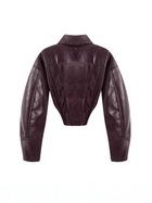 Zip Cuff Cropped Faux Leather Biker Jacket