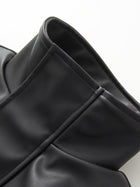 High Neck Button Front Slim Fit Faux Leather Jacket
