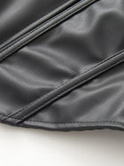 High Neck Button Front Slim Fit Faux Leather Jacket