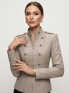 Solid Black Decorative Buttons Tailored Military Jacket