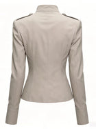 Solid Black Decorative Buttons Tailored Military Jacket
