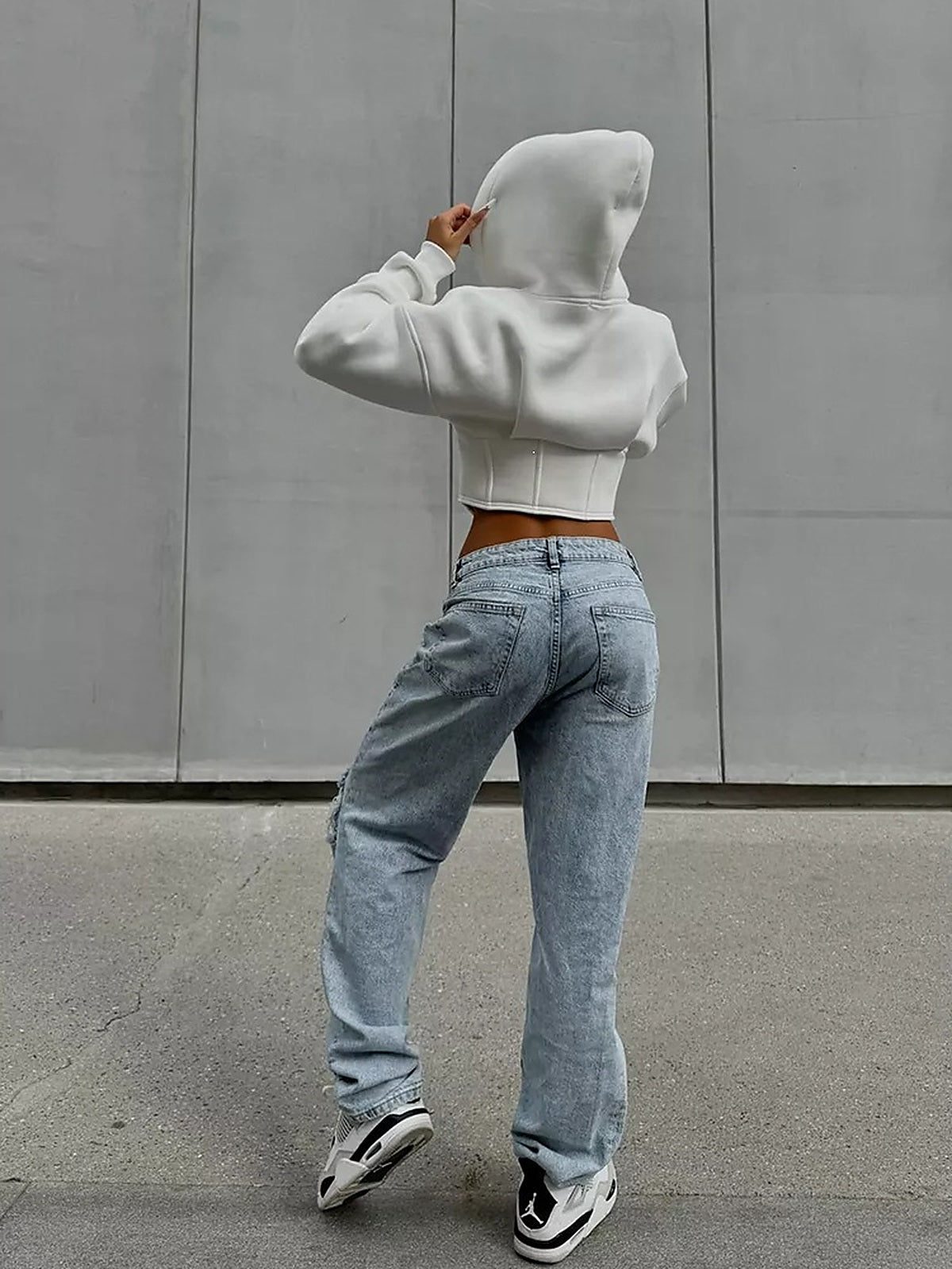Women's Sculpted Waist Cropped Zip-Up Hoodie Jacket