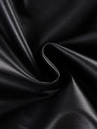 Edgy Cropped Faux Leather Bomber Jacket with Ribbed Trim