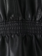 Women's Faux Leather Lantern Sleeve Cropped Jacket with Statement Collar