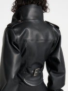 Cropped Faux Leather Biker Jacket