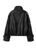 Women's Double-Breasted Faux Leather Cropped Jacket