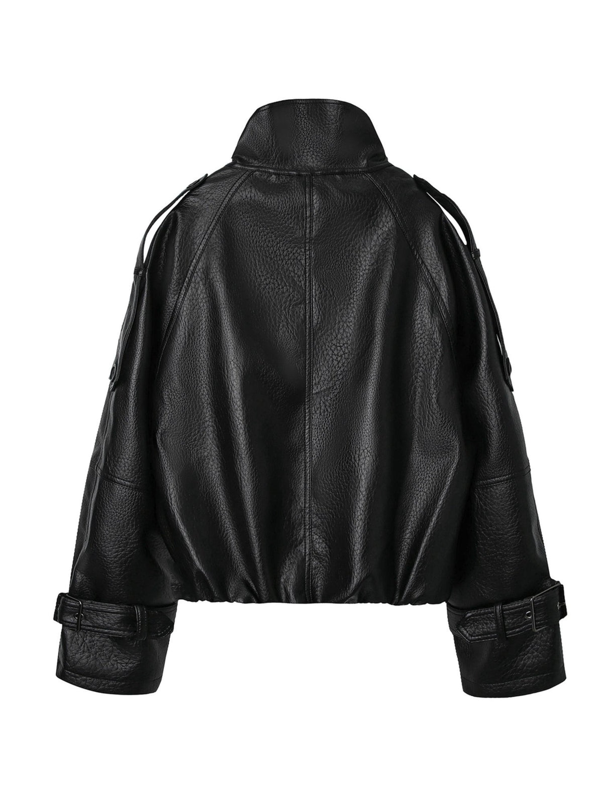 Women's Double-Breasted Faux Leather Cropped Jacket