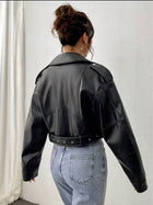 Women's Cropped Faux Leather Moto Jacket