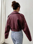 Women's Cropped Faux Leather Moto Jacket