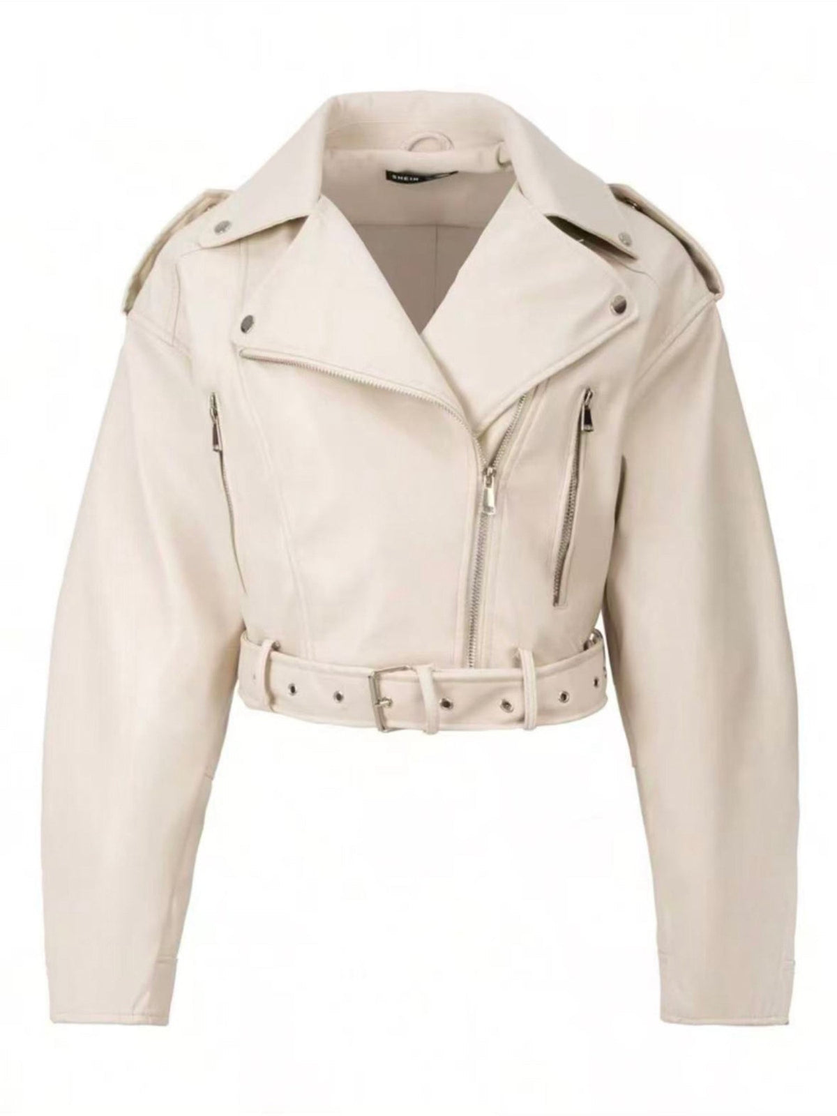 Women's Cropped Faux Leather Moto Jacket
