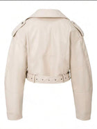 Women's Cropped Faux Leather Moto Jacket