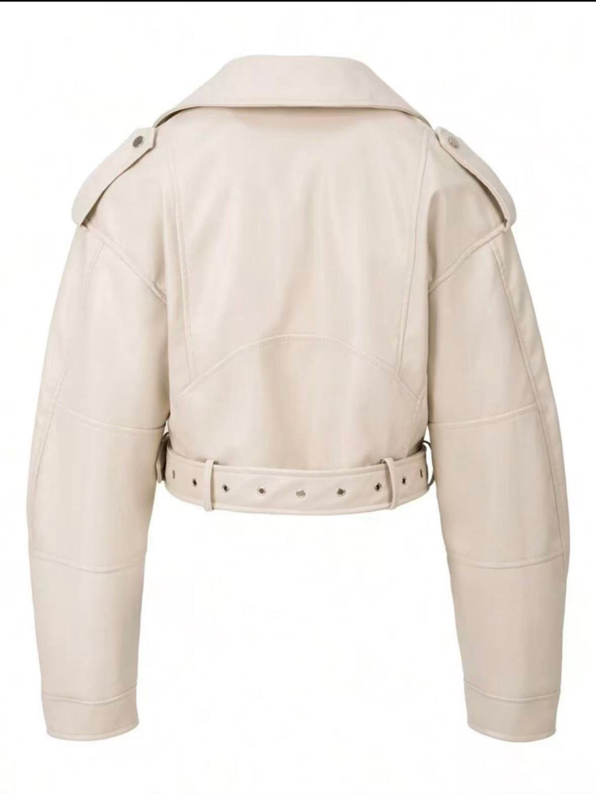 Women's Cropped Faux Leather Moto Jacket