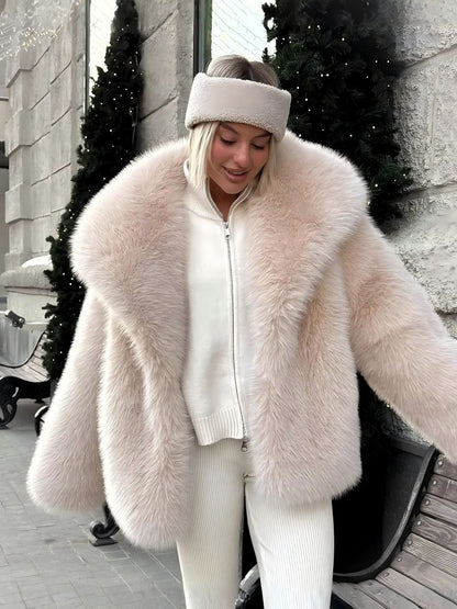 Women's Faux Fur Oversized Mid-Length Jacket