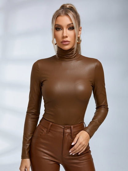 Sexy Glossy PU Faux Leather Suit Set