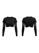 Long Sleeve Mesh Lace Slim Fit Sport Top