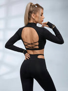 Rivet Lace-Up Cutout Long Sleeve Crop Top