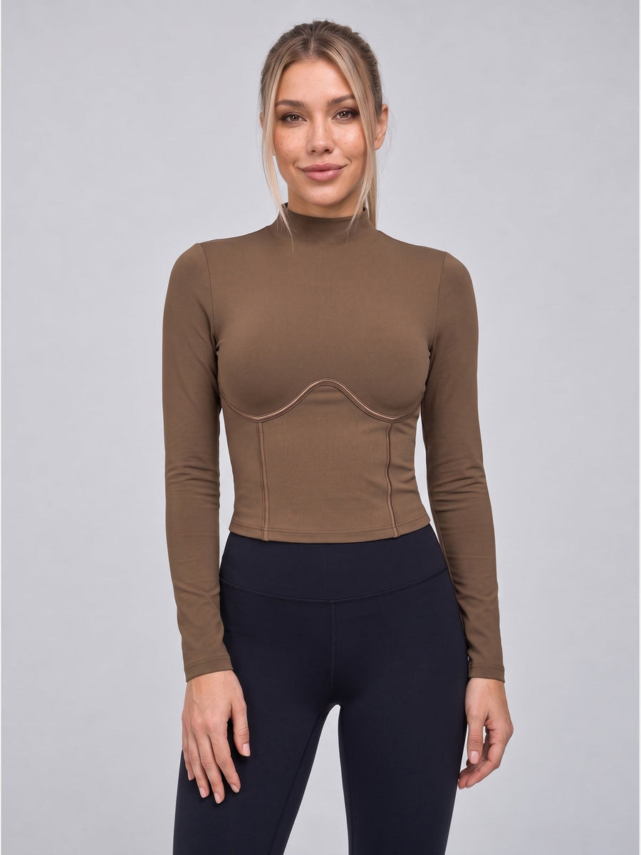 Sculpting Mock Neck Long Sleeve Top