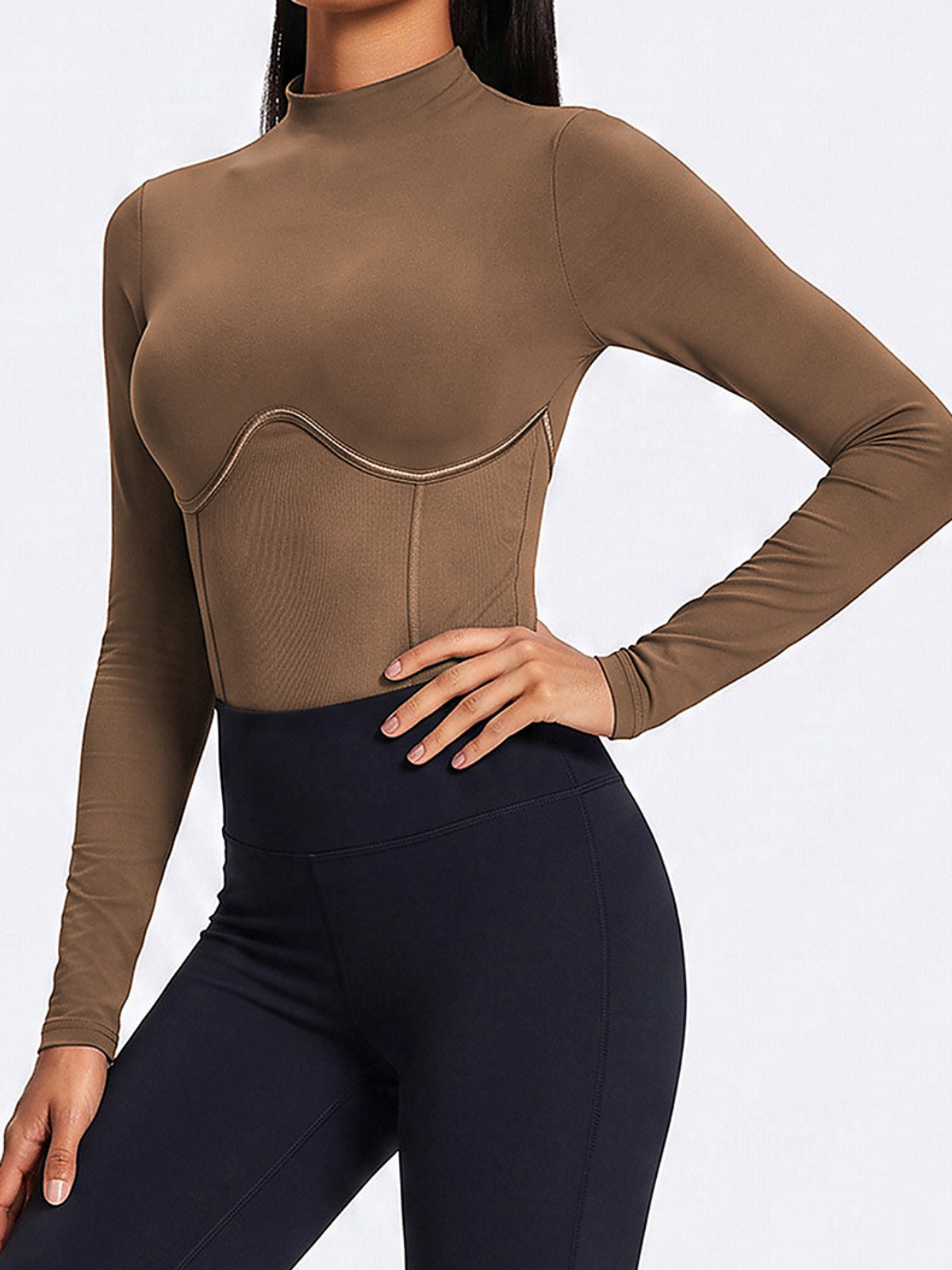 Sculpting Mock Neck Long Sleeve Top