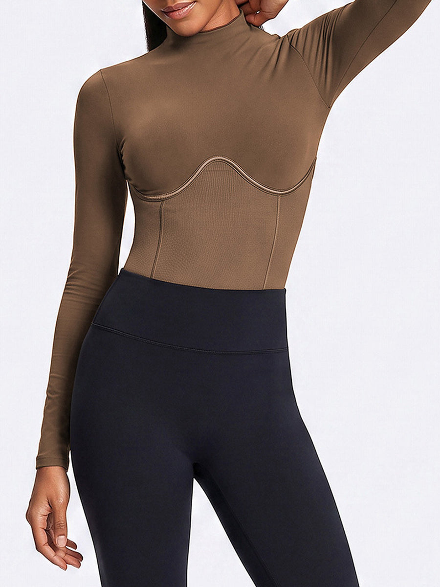 Sculpting Mock Neck Long Sleeve Top