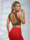 Solid Color Hollow Out Mesh Splicing Twist Sports Bras