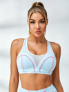 Pink Seam Contour Light Blue Two Piece Biker Set
