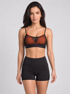 Women's Color Block Sheer Mesh Sports Bra with Removable Pads