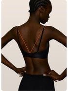 Women's Color Block Sheer Mesh Sports Bra with Removable Pads
