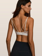 Women's Color Block Sheer Mesh Sports Bra with Removable Pads