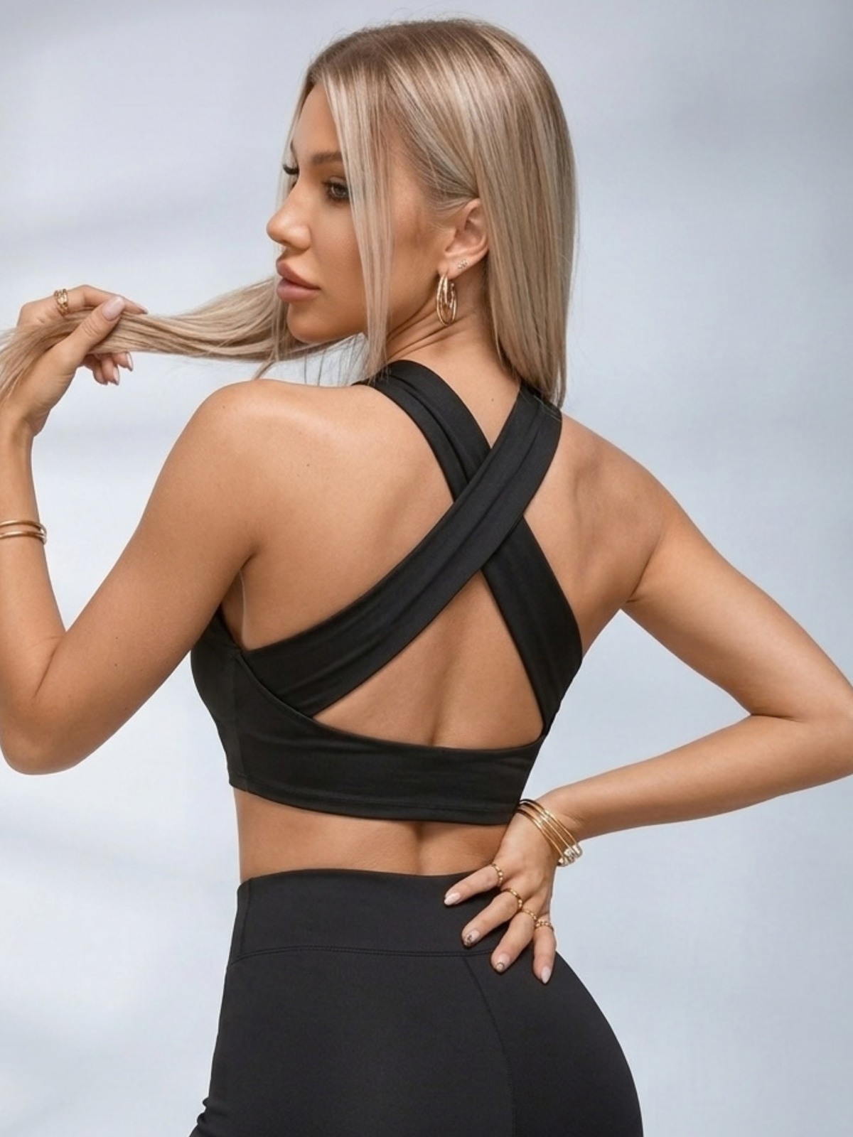 Crisscross Halter Cutout Chain Detail Crop Top