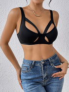 Black Strappy Cutout Padded Sports Bra