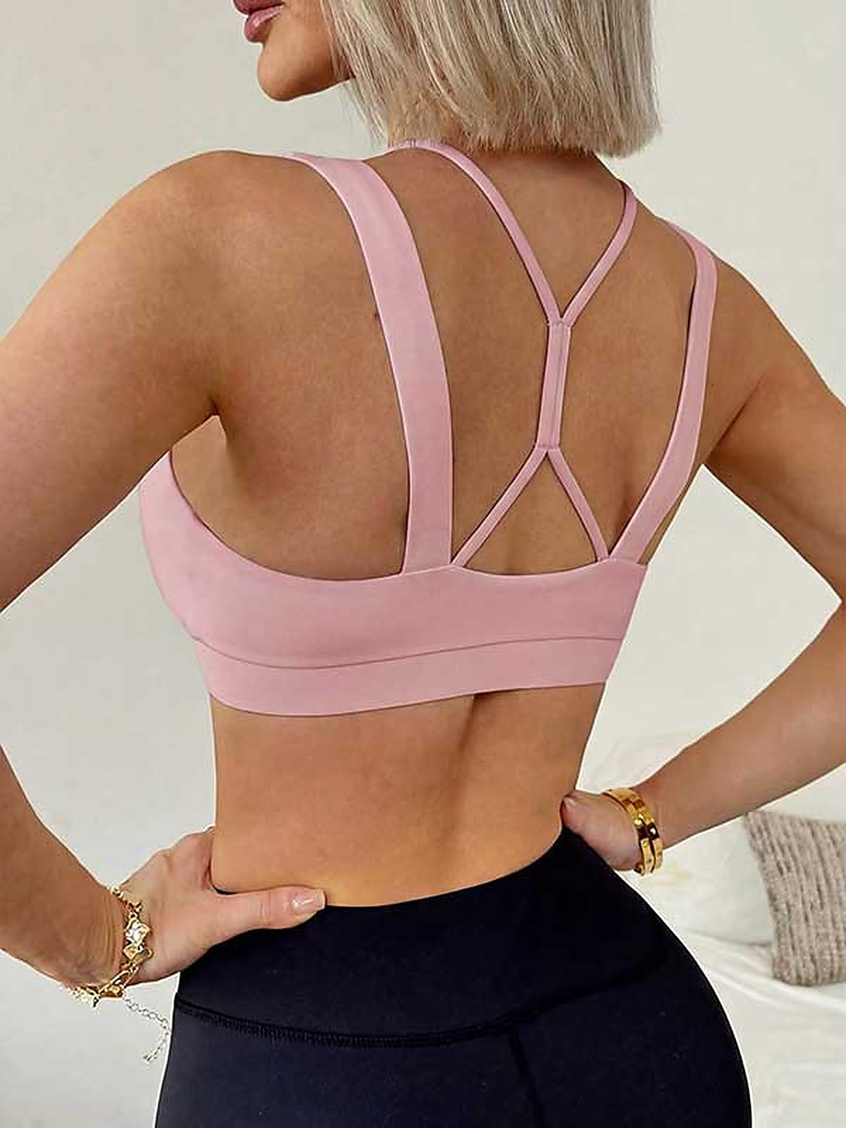 Women's White Cropped Layered Sports Bra with Racerback