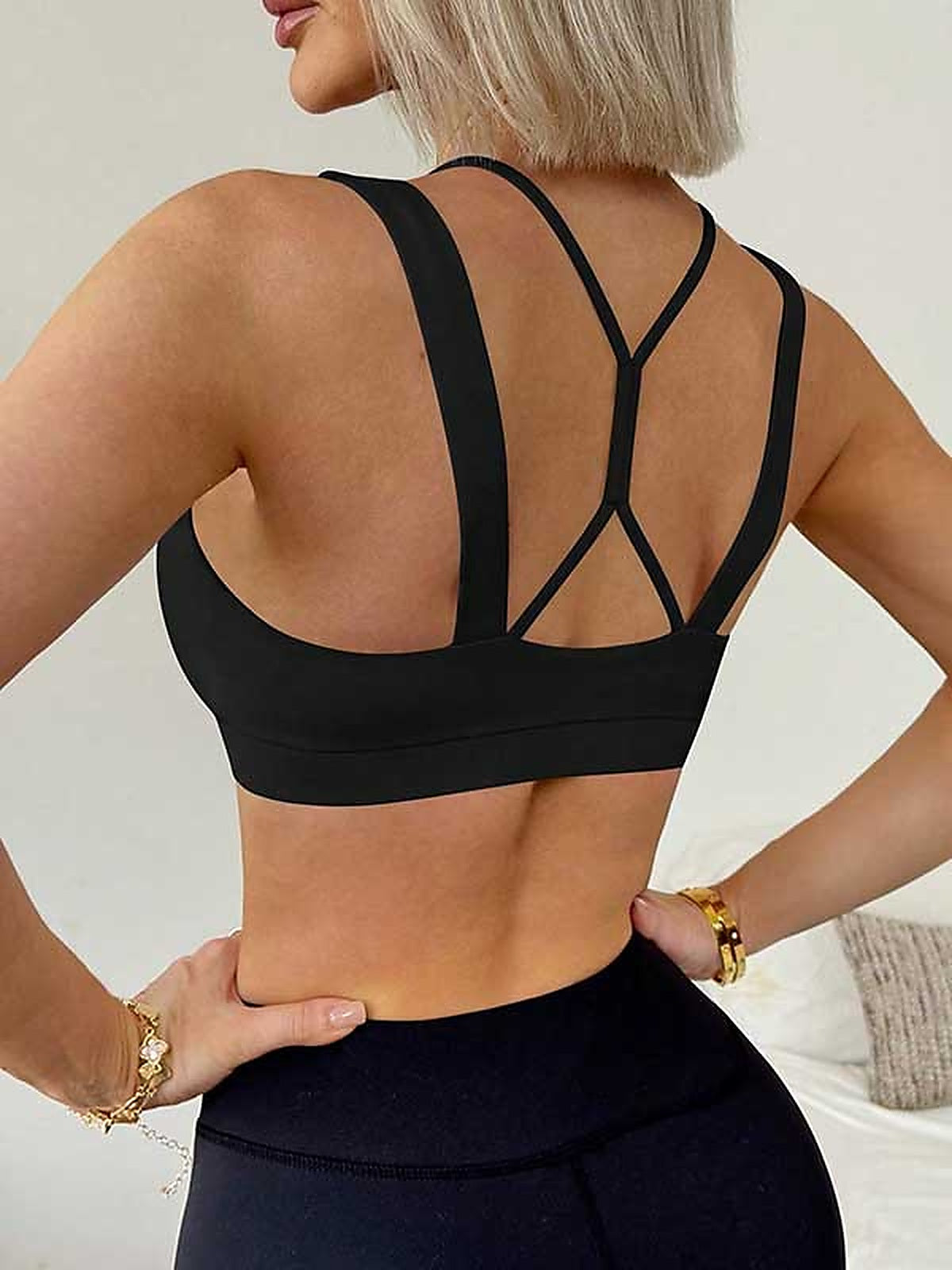 Women's White Cropped Layered Sports Bra with Racerback