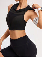 Hooded Mesh Panel Sports Bra