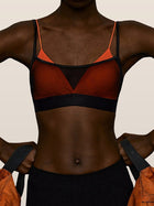 Women's Mesh Panel Padded Sports Bra with Criss-Cross Back