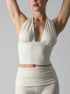 Women's Halter Neck Deep V Crop Top