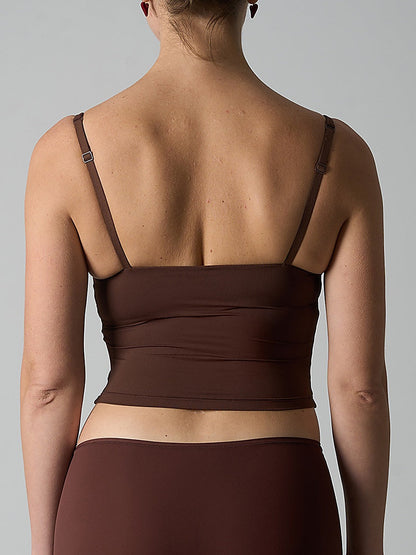 Women's Lace Trim V-Neck Cropped Cami Sports Bra