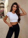 Backless With Pads Cropped Short Sleeves
