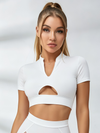 Keyhole-Cutout Cropped Top & Mesh-Panel Leggings Set