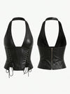 Faux Leather Lace-up Tank