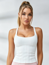 Cross‑Back Corset‑Seam Tank Top & High‑Waisted Wide‑Leg Pants Set