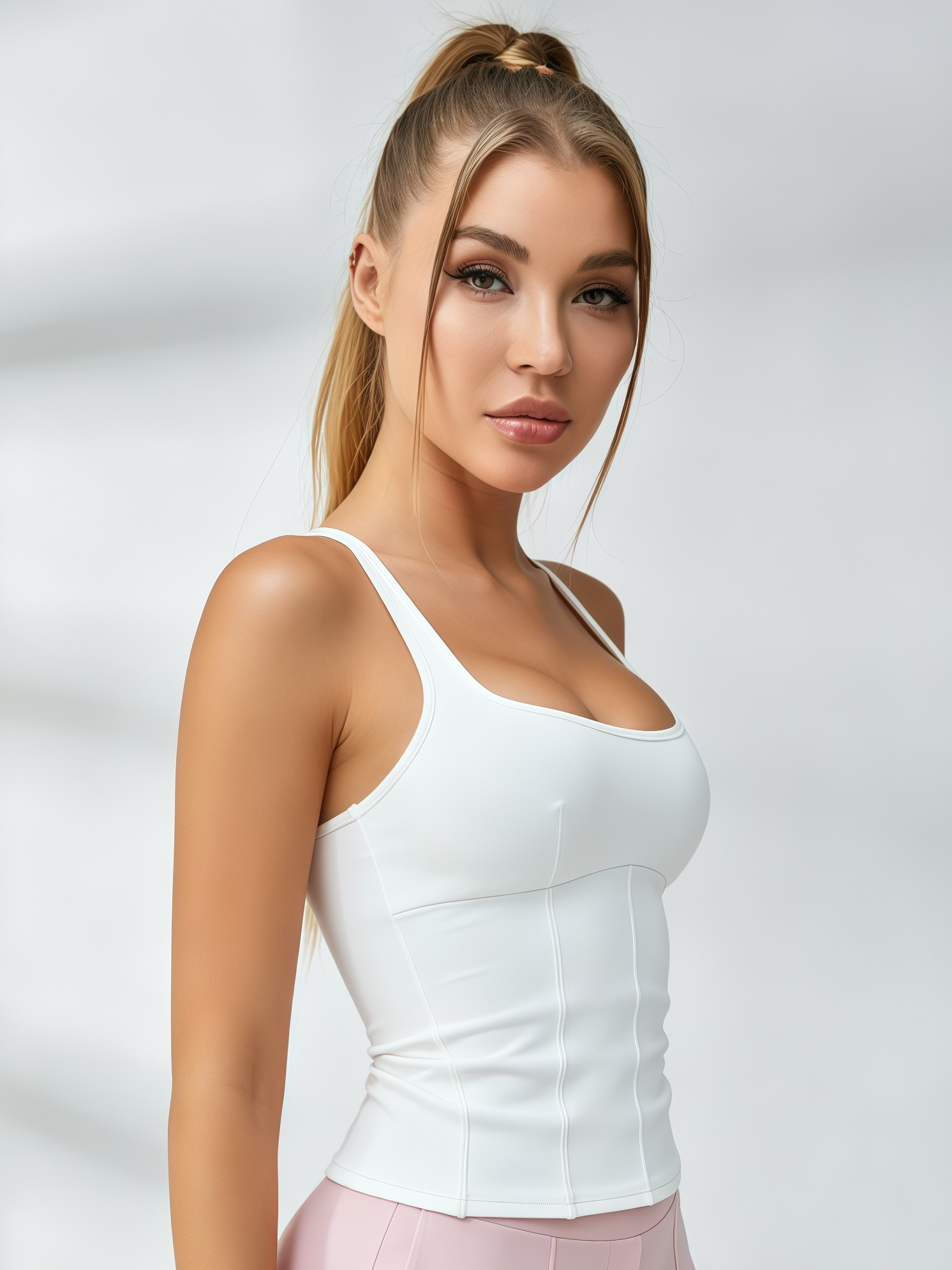 Cross‑Back Corset‑Seam Tank Top & High‑Waisted Wide‑Leg Pants Set