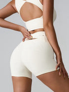Ribbed Square Neck Crop Active Tank Top with Back Cutout