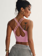 Women's Seamless Criss-Cross Back Sports Bra with Heart Cutout