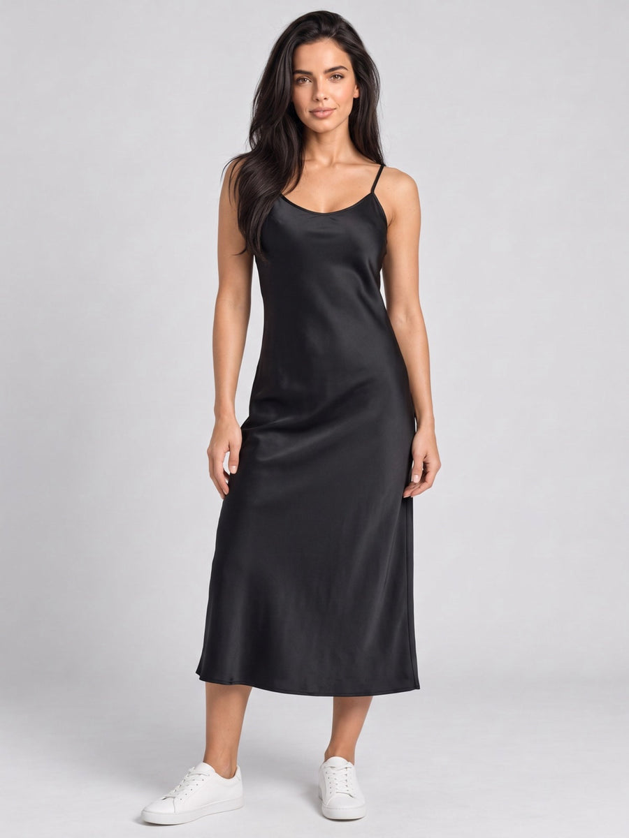 Elegant V-Neck Satin Slip Dress
