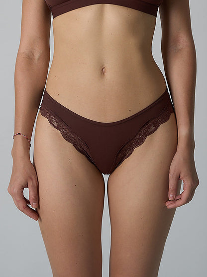 Lace Trim Low-Rise Thong Panties