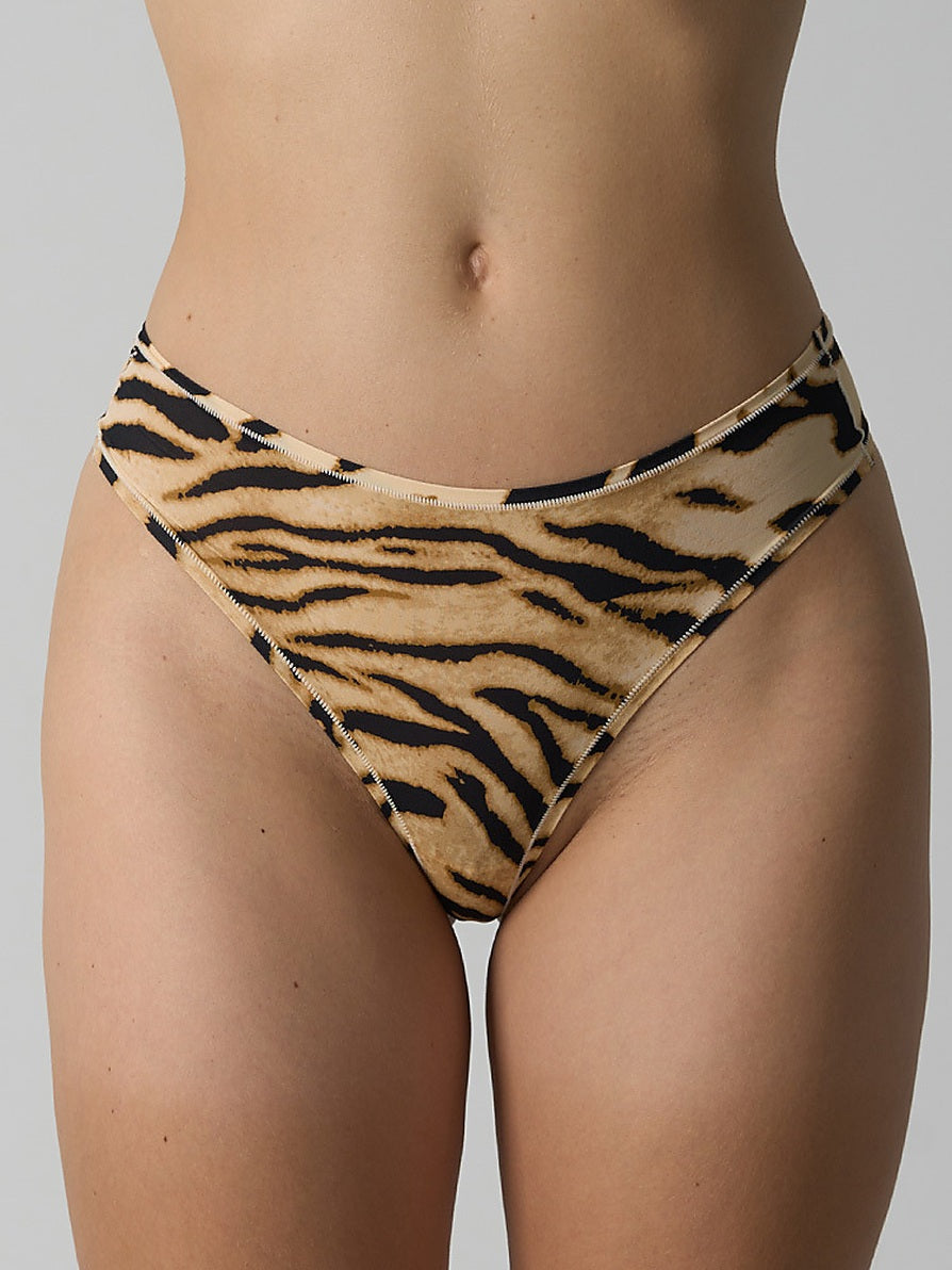 Tiger Stripe High-Waist Thong Panty